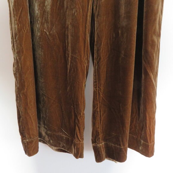 FAHERTY Silk Velvet Genevieve Pull On Wide Leg Pants in Breen Gold Bronze Sz XL - Picture 8 of 13